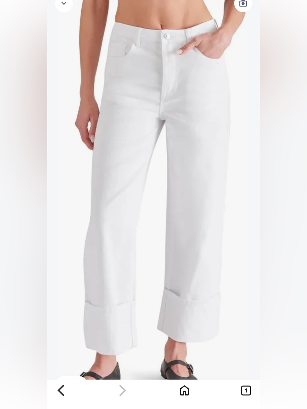 Steve Madden White Wide-Leg Cuffed Jeans - High Rise